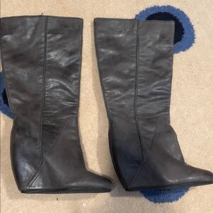 Black Leather Knee-High Boots